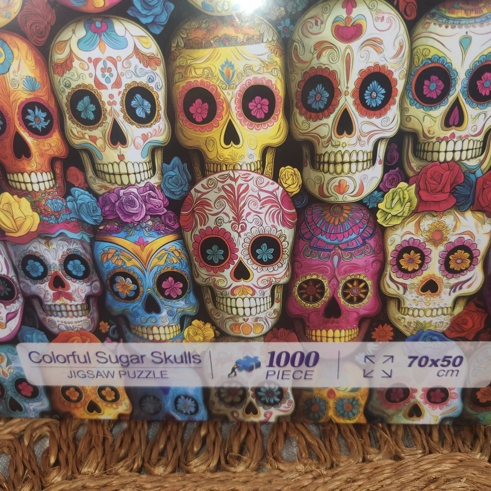 Colorful Sugar Skulls 1000-Piece Jigsaw Puzzle | New Sealed | Día de los Muertos